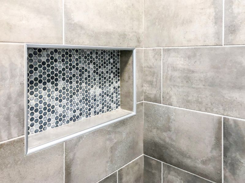 Recessed Shelves in Shower Niche